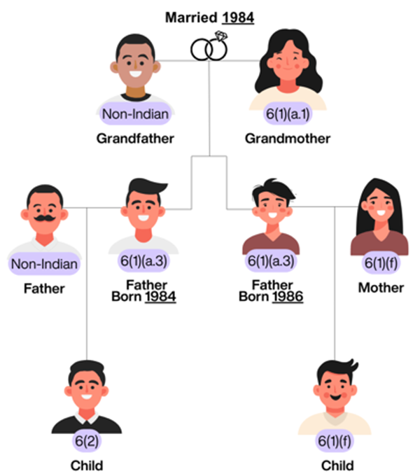 family tree — married in 1984 and her descendants with changes proposed in Bill S-2:
